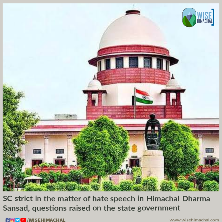 SC strict in the matter of hate speech in Himachal Dharma Sansad, questions raised on the state government