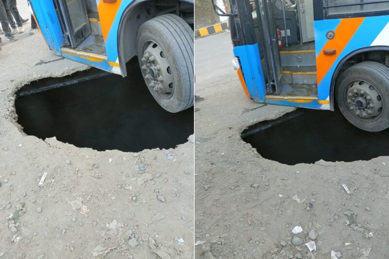 Schoolgirl falls into 15-feet sinkhole at Bhattakuffar as road caves in, rescued safely